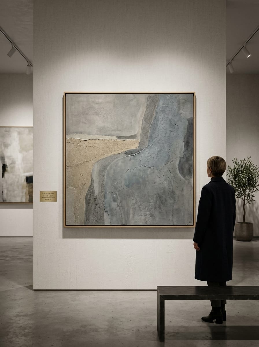 Abstract minimalist art piece in a gallery setting